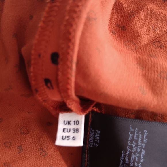 Whistles Rust Polka Dot Satin Bias Cut Slip Midi Dress Spaghetti Strap US 6 - Picture 10 of 12